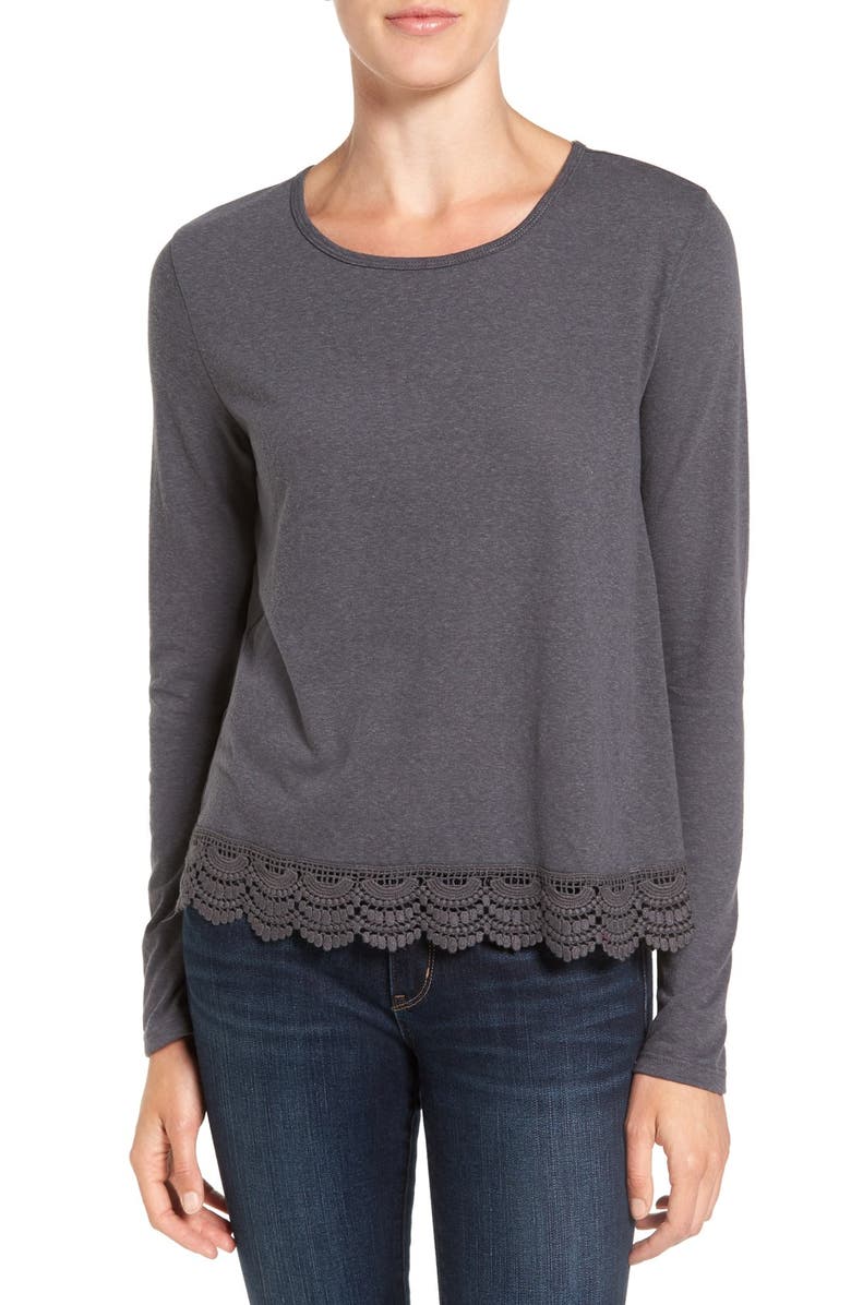 Hinge Lace Trim Split Back Top | Nordstrom