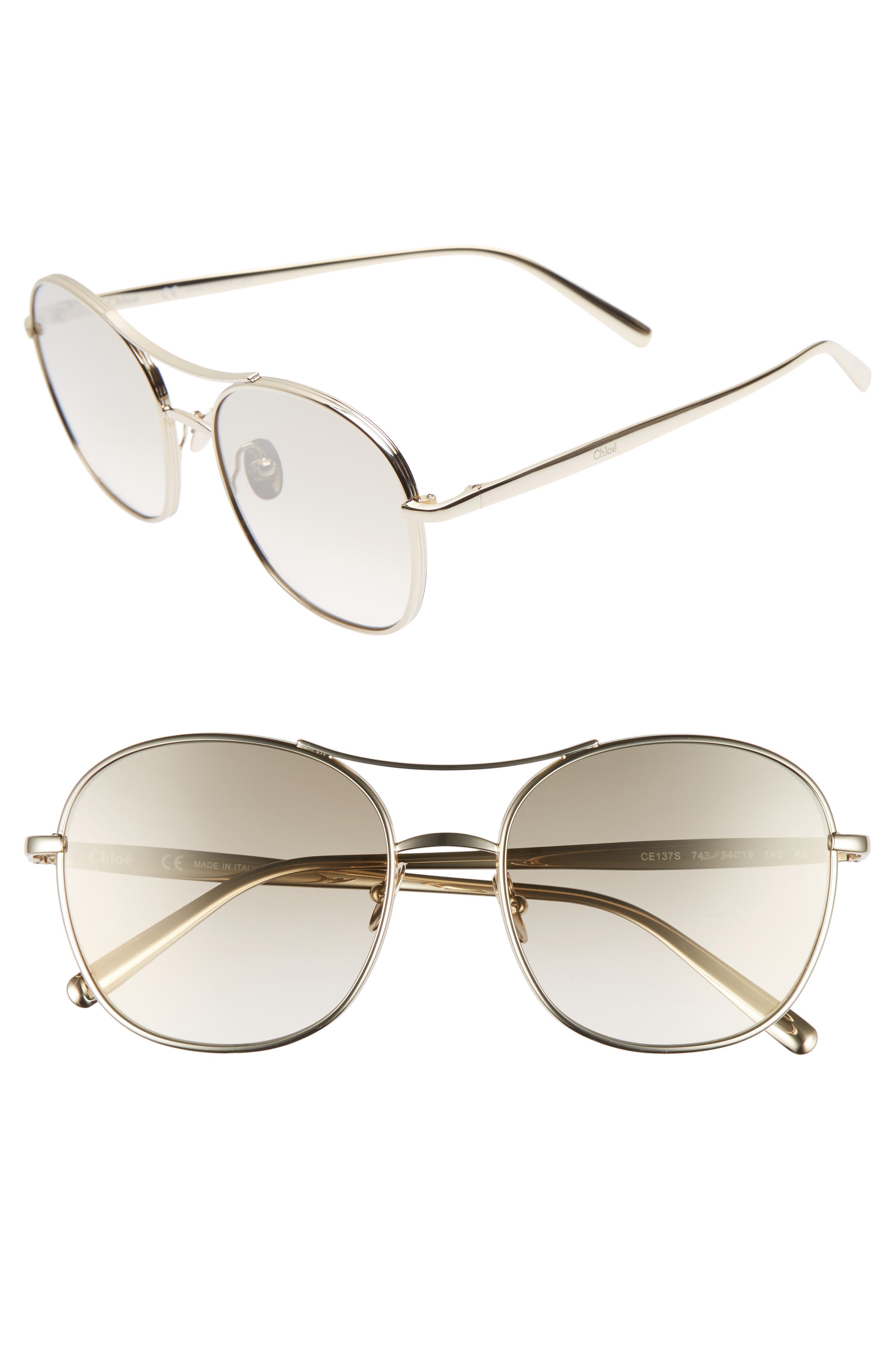 Chloe 54mm Small Nola Aviator Sunglasses In Gold brown ModeSens