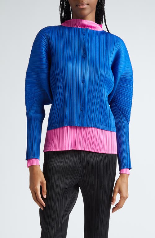 Shop Issey Miyake Pleats Please  Monthly Colors October Pleated Cardigan In Blue