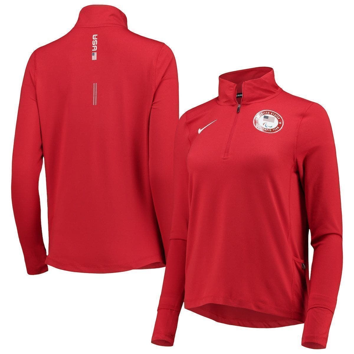 women's nike red quarter zip