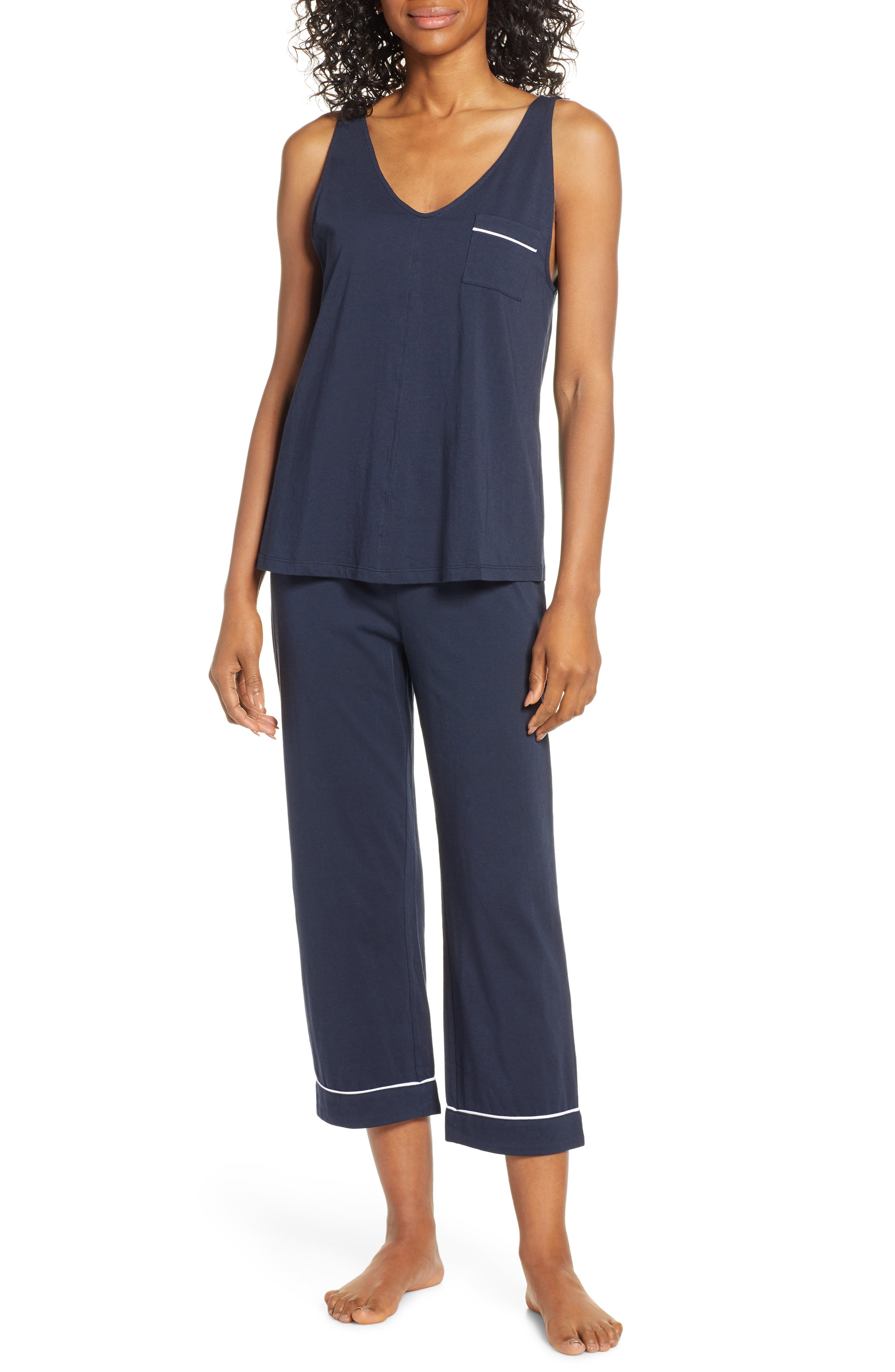 Nordstrom Lingerie Breathe Capri Pajamas, Blue