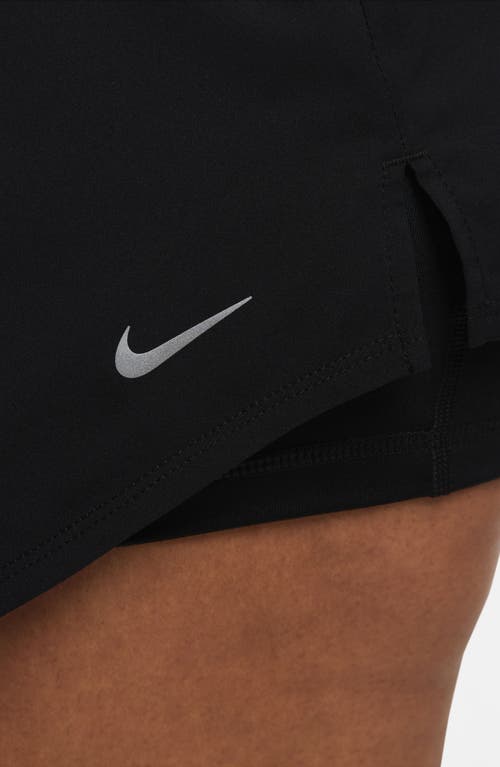 Nike Dri-fit One High Waist 2-in-1 Shorts In Black/reflective Silver