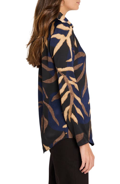 Nic + Zoe Nic+zoe Midnight Fern Satin Top In Indigo Multi