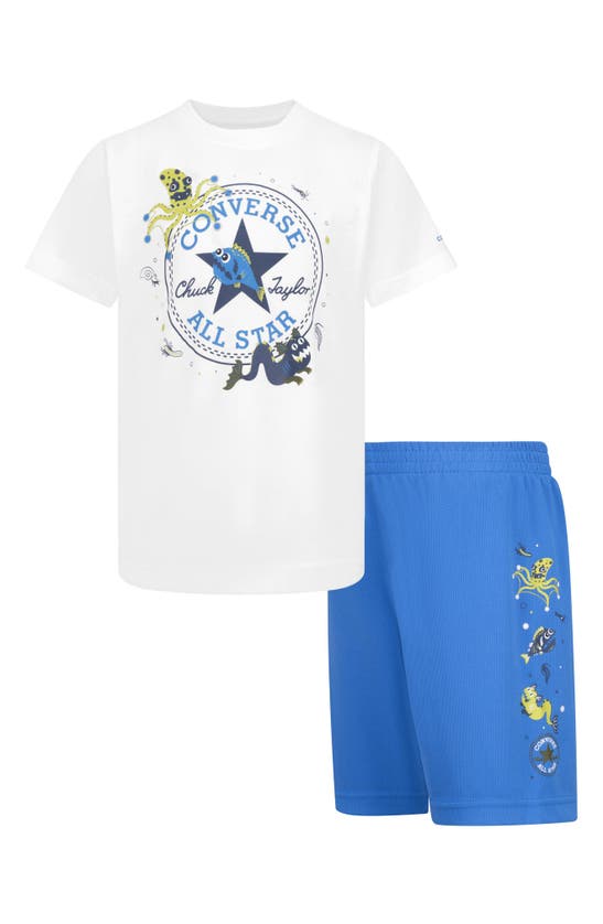 Shop Converse Kids' T-shirt & Shorts Set In Dial Up Blue