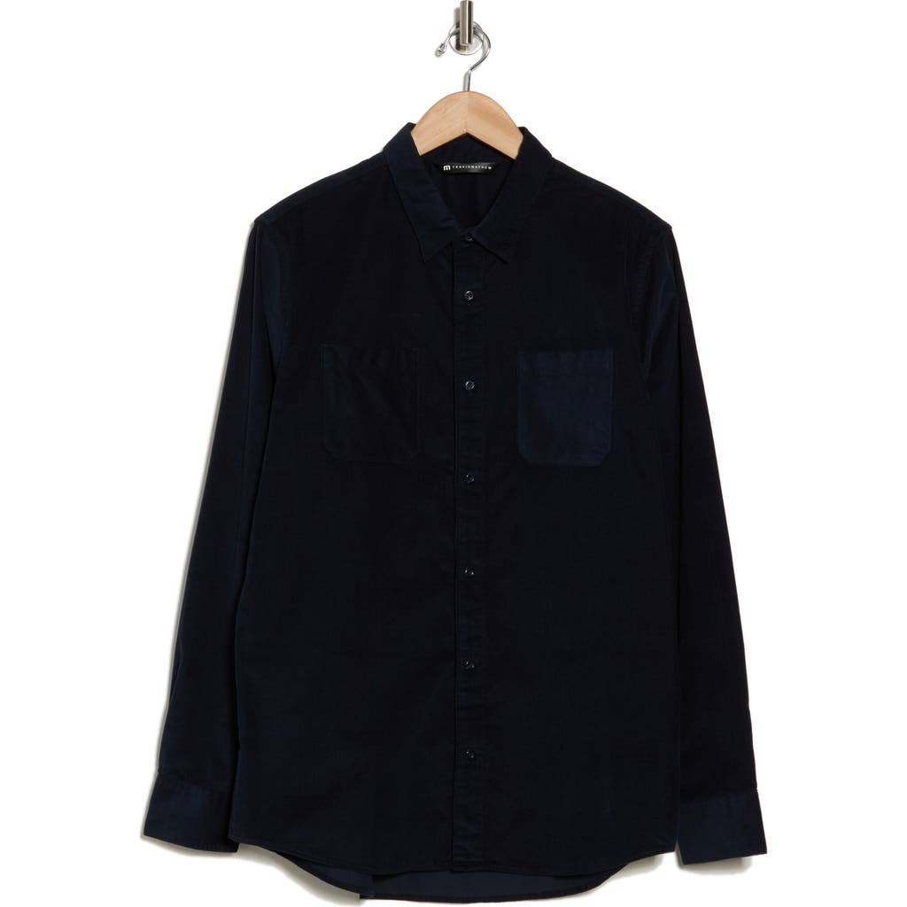 Travismathew Barrel Of Laughs Cotton Button-up Shirt In Total Eclipse