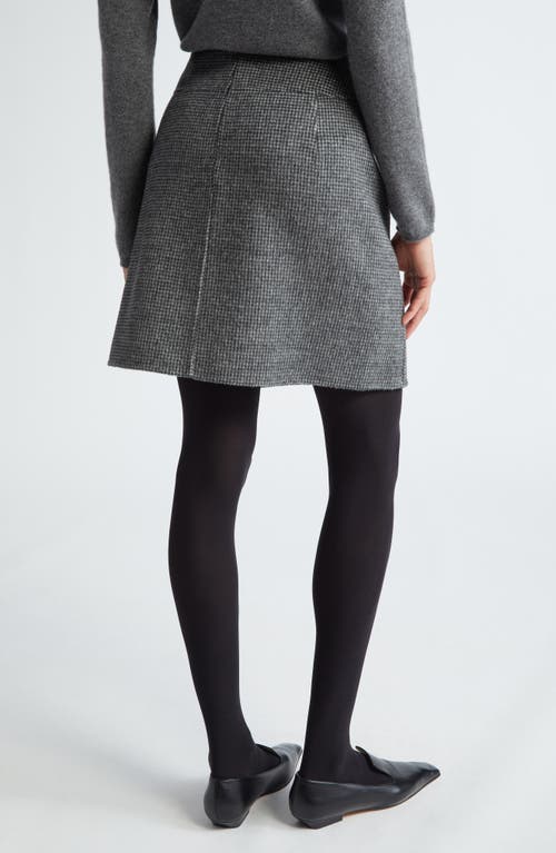 Max Mara Stone Microcheck Wool Blend Skirt In Medium Grey