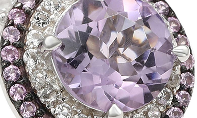 Shop Suzy Levian Semiprecious Stone, White Topaz & Yellow Sapphire Halo Ring In Pink