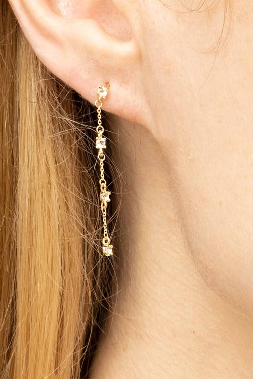 Oradina Women's 14k Yellow Gold, White Topaz Seeing Sparks Drop Earrings In Yellow Gold