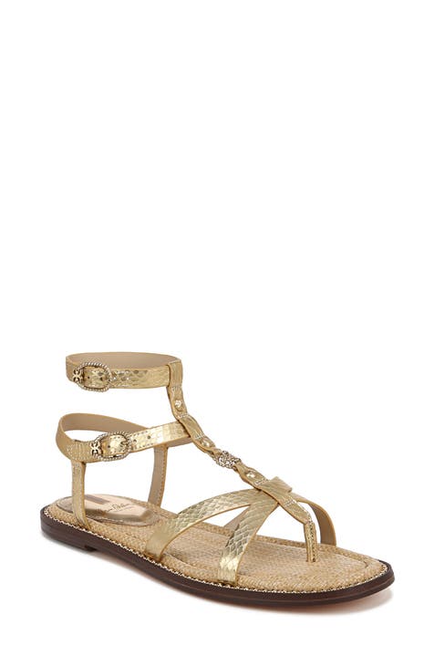 gold flat sandals | Nordstrom