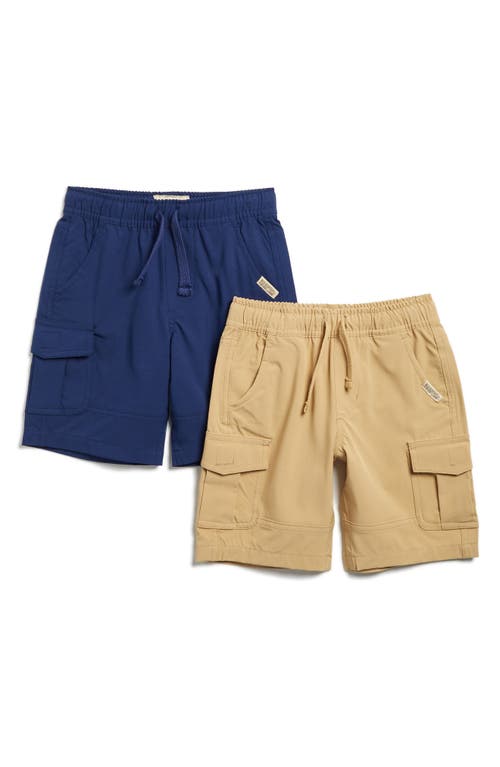 Shop Weatherproof ® Kids' Two-pack Tech Shorts Set In Navy/brit Khaki