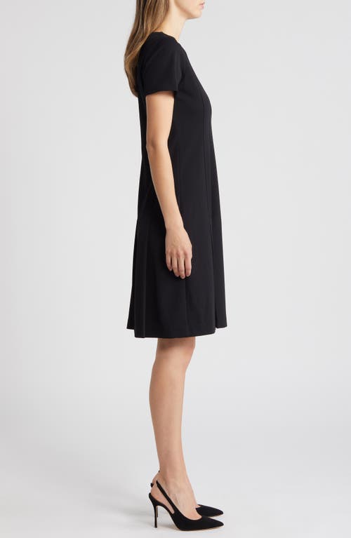 Shop Tahari Asl Stretch Crepe Fit & Flare Dress In Black