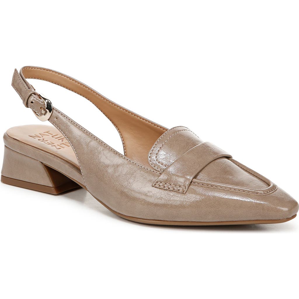 Naturalizer Garner Womens Faux Leather Ankle Strap Slingback Heels In Gold