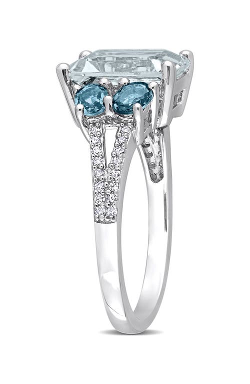 Delmar Aquamarine, London Blue Topaz & Diamond Ring In Blue