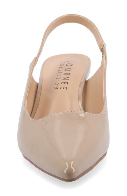 Journee Collection Women's Paulina Wide Width Kitten Heel Slingback Pumps In Patent/taupe