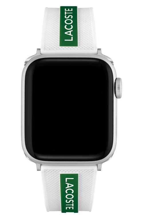 Lacoste Striping Silicone Apple Watch® Watchband in White