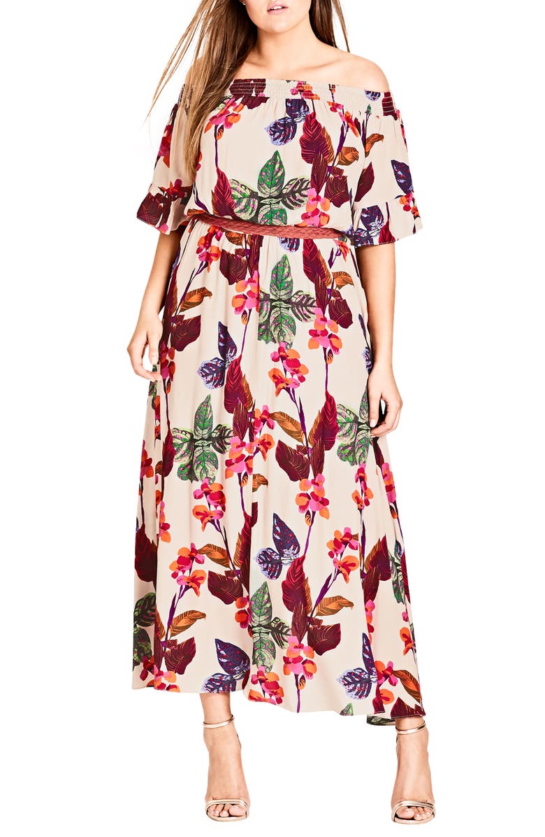 City Chic Tropical Print Maxi Dress (Plus Size) | Nordstrom