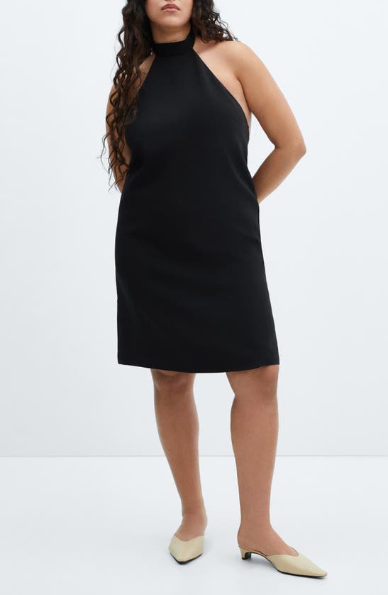 Shop Mango Bobiet Halter Minidress In Black
