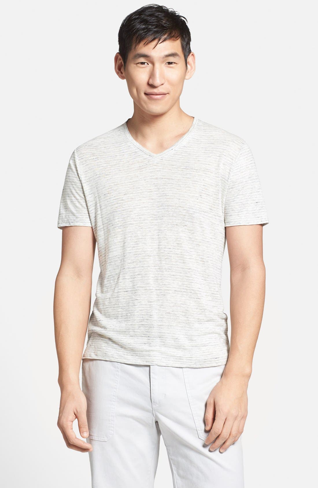 Vince Stripe Linen VNeck TShirt Nordstrom