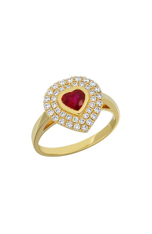 Bony Levy El Mar Ruby Heart & Diamond Ring In 18k Yellow Gold