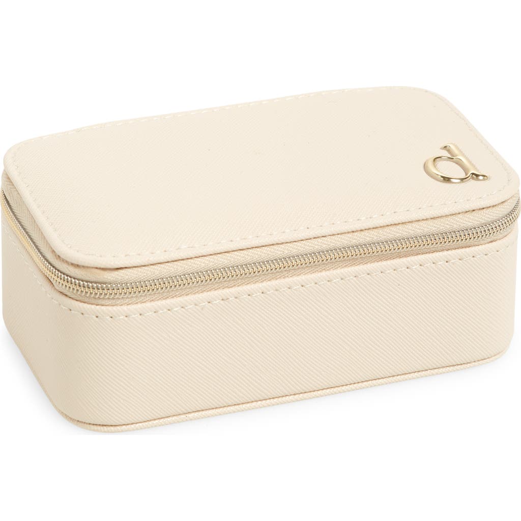 Nordstrom Initial Rectangular Jewelry Box In D- Cream- Gold