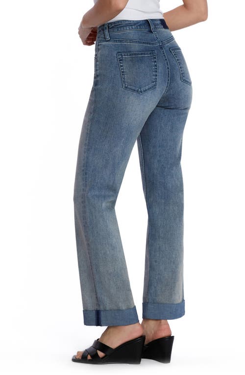 Shop Hint Of Blu High Waist Ankle Wide Leg Boyfriend Jeans In Fresh Blue