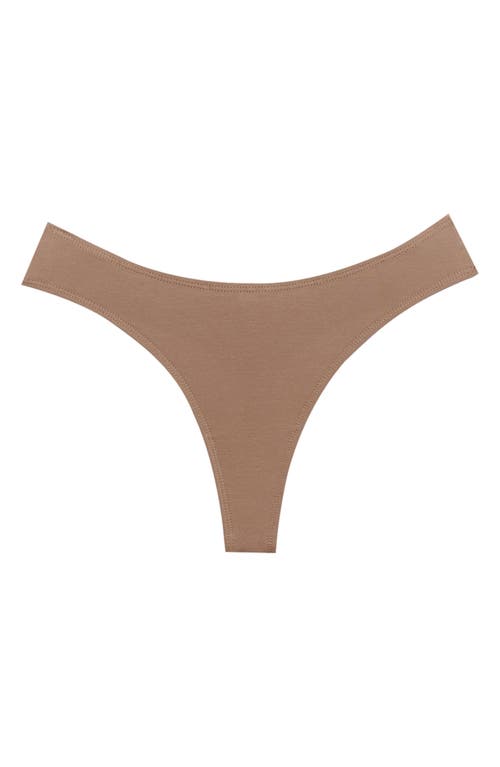 Shop Cuup The Cotton Thong In Taupe