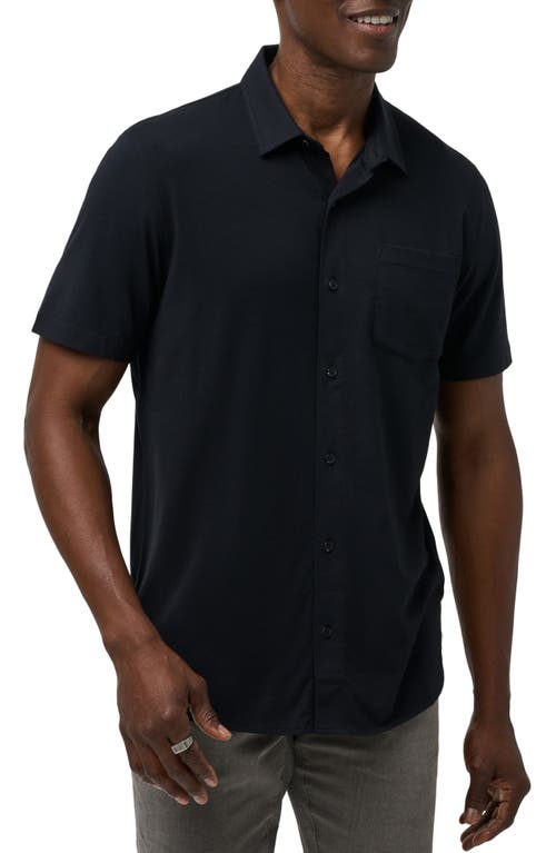Travismathew Sands Of Time Short Sleeve Stretch Button-up Shirt In Black