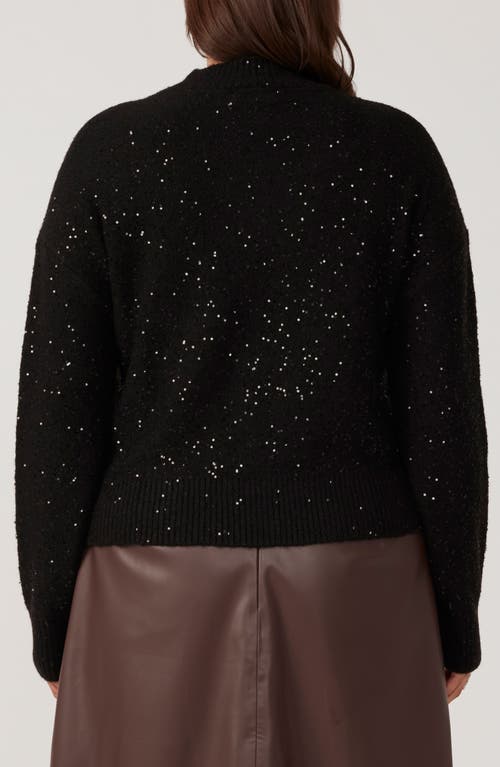 Shop Estelle Night Sparkle Sequin Mock Neck Sweater In Black/metallic