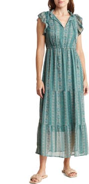 Lucky Brand Lucky Brand White Lace Maxi Tiered Dress Women's Size