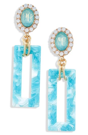 Shop Tasha Crystal Enamel Drop Earrings In Blue/green/white
