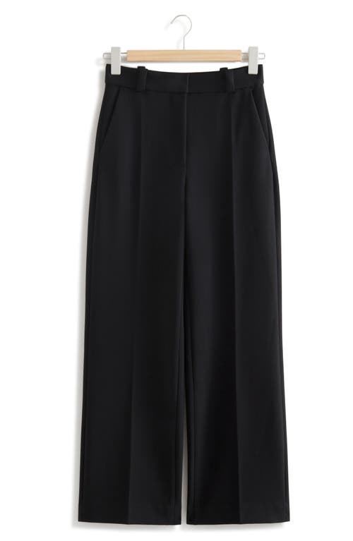 & Other Stories High Waist Wide Leg Pants In Black Dark