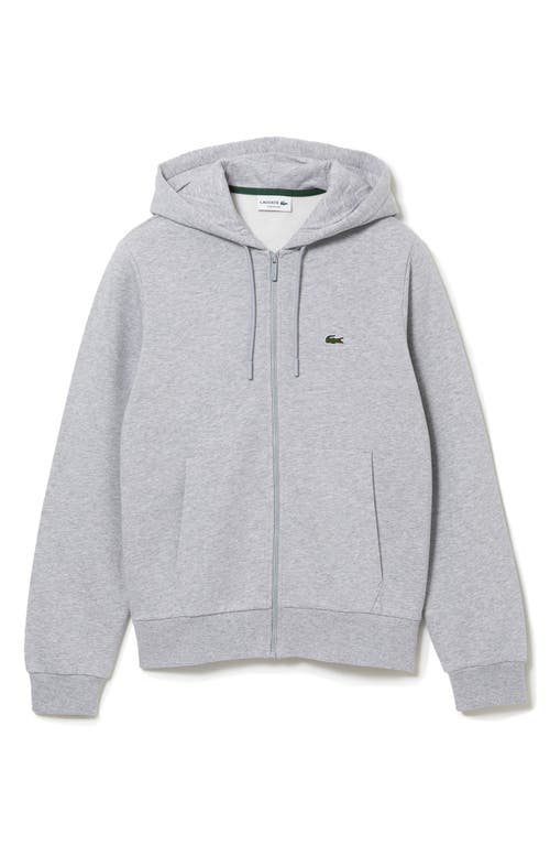 Shop Lacoste Zip Hoodie In Silver Chine