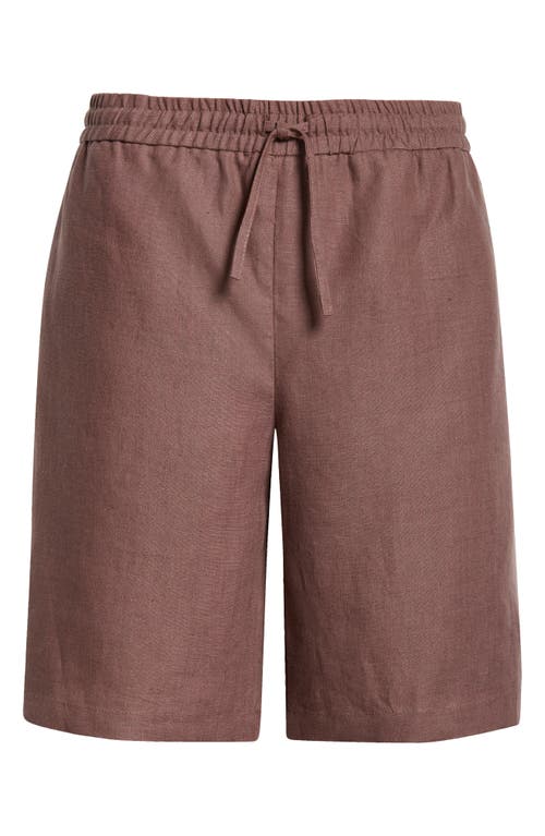 De Bonne Facture Easy Drawstring Linen Shorts In Plum
