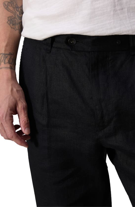 Shop Rag & Bone Slim Fit Pleated Linen Chinos In Black
