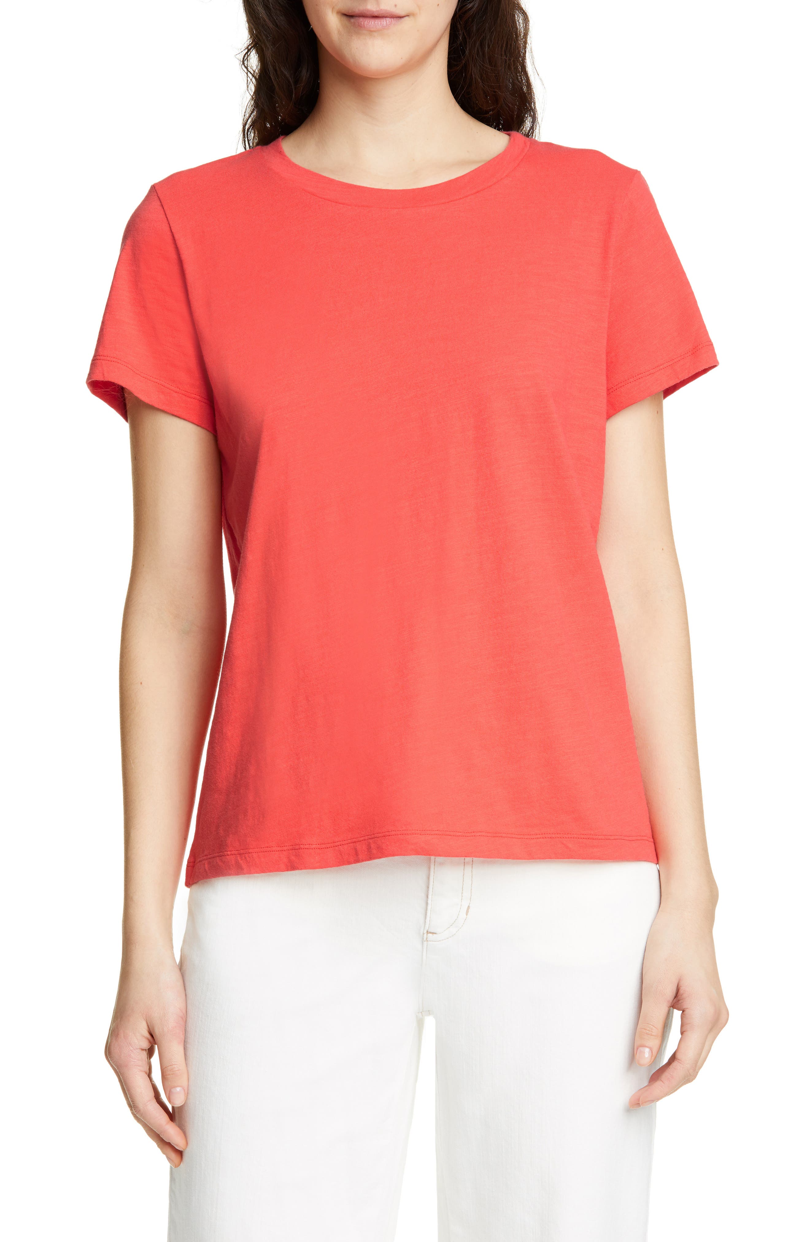 Eileen Fisher Crewneck Organic Cotton Tee, Red