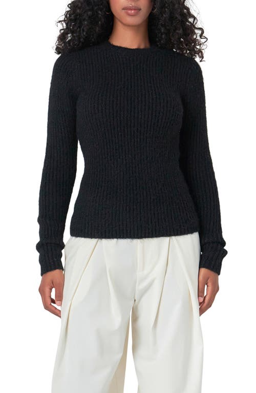 Endless Rose Rib Crewneck Sweater In Black