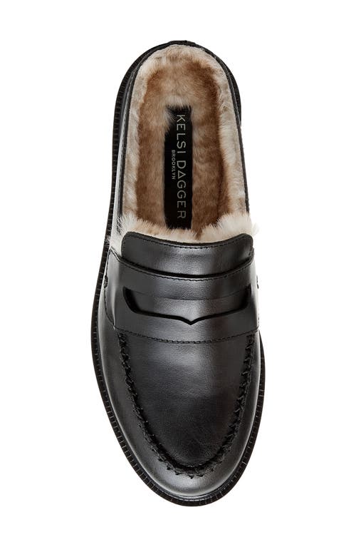 Shop Kelsi Dagger Brooklyn Lock Faux Shearling Lined Mule In Black