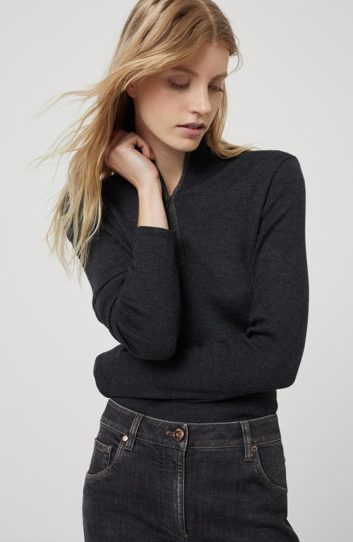 Brunello Cucinelli Virgin Wool-cashmere Rib-knit Sweater In Anthracite