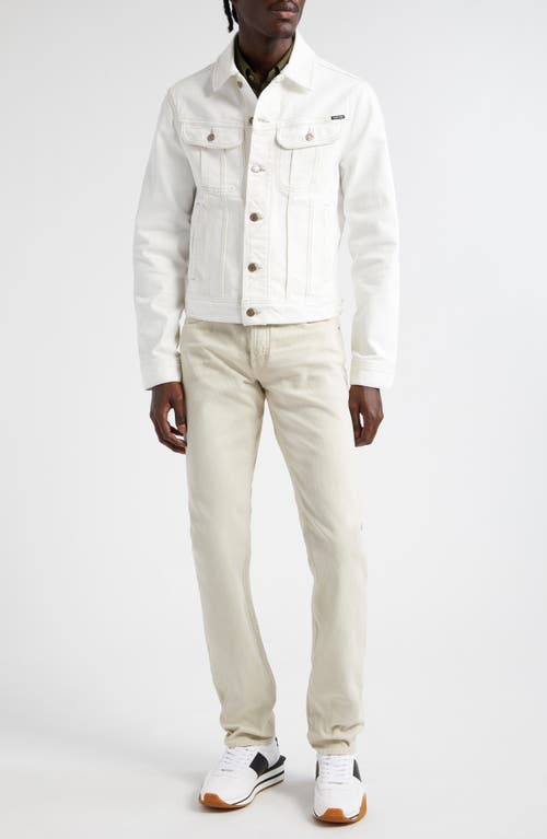 TOM FORD New Icon Stretch Denim Trucker Jacket Ivory at Nordstrom,