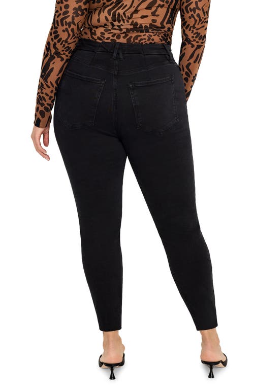 Shop Good American Good Legs Crossover Waist Ankle Skinny Jeans In Black337