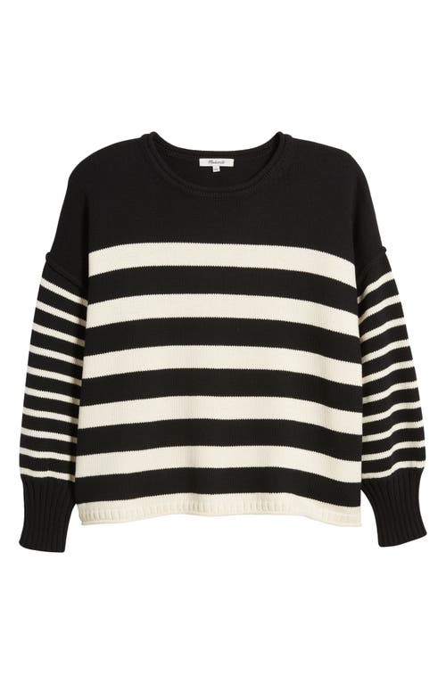 Shop Madewell Conway Mixed Stripe Pullover In True Black