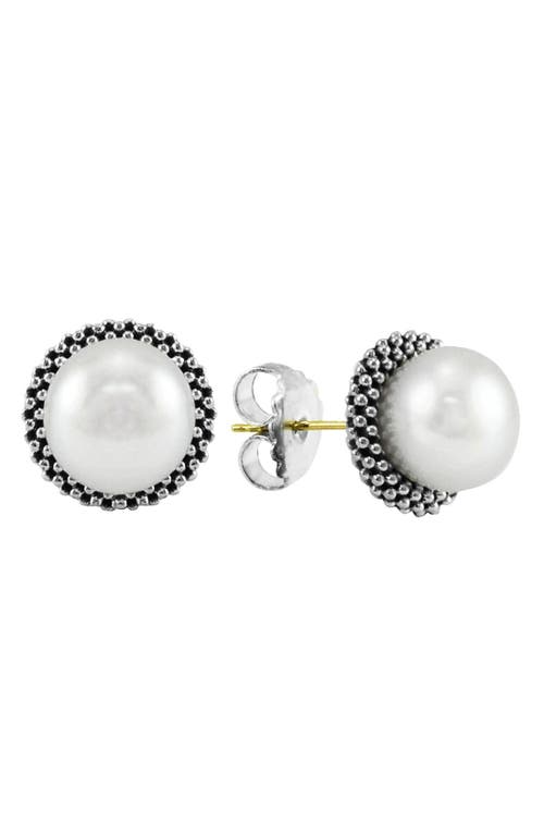 Shop Lagos Luna Pearl Stud Earrings In Silver/pearl