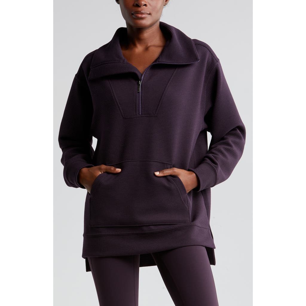 Zella Cozy Ottoman Rib Half Zip Pullover In Purple Nebula