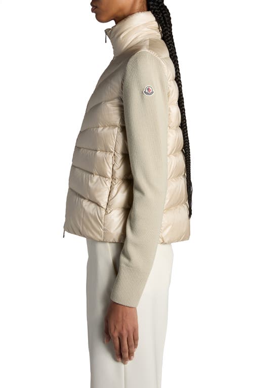 Moncler Lightweight Wool Puffer Cardigan In Neutral