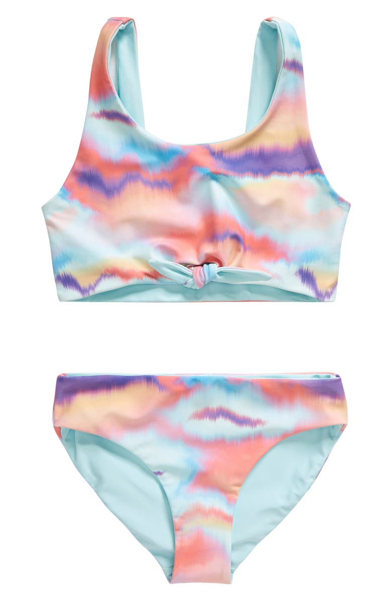 Zella Girl Kids' Tie Front Reversible Two-Piece Swimsuit | Nordstrom