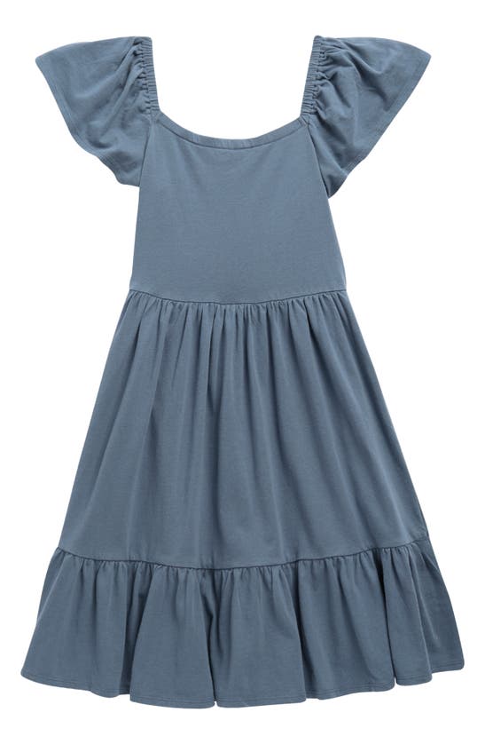 Melrose And Market Kids' Cap Sleeve Tiered Dress In Blue Mirage
