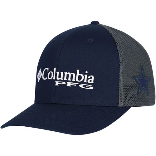 Men's Columbia Navy Dallas Cowboys PFG Mesh Snapback Hat