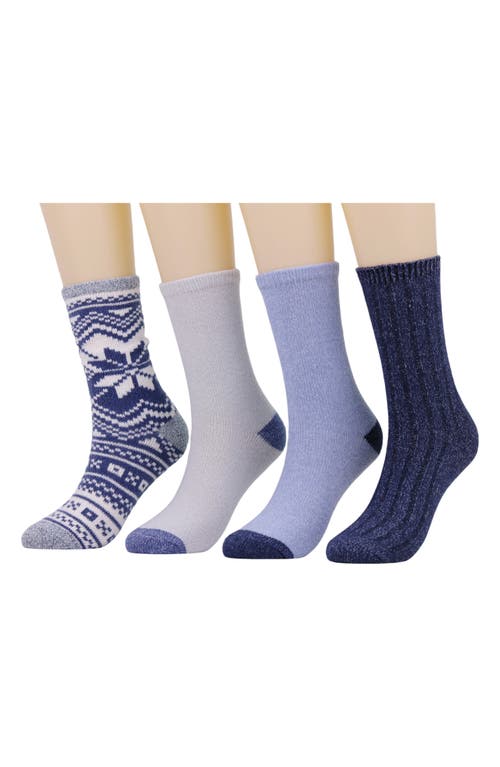 Cuddl Duds 4-pack Boot Crew Socks In Blue