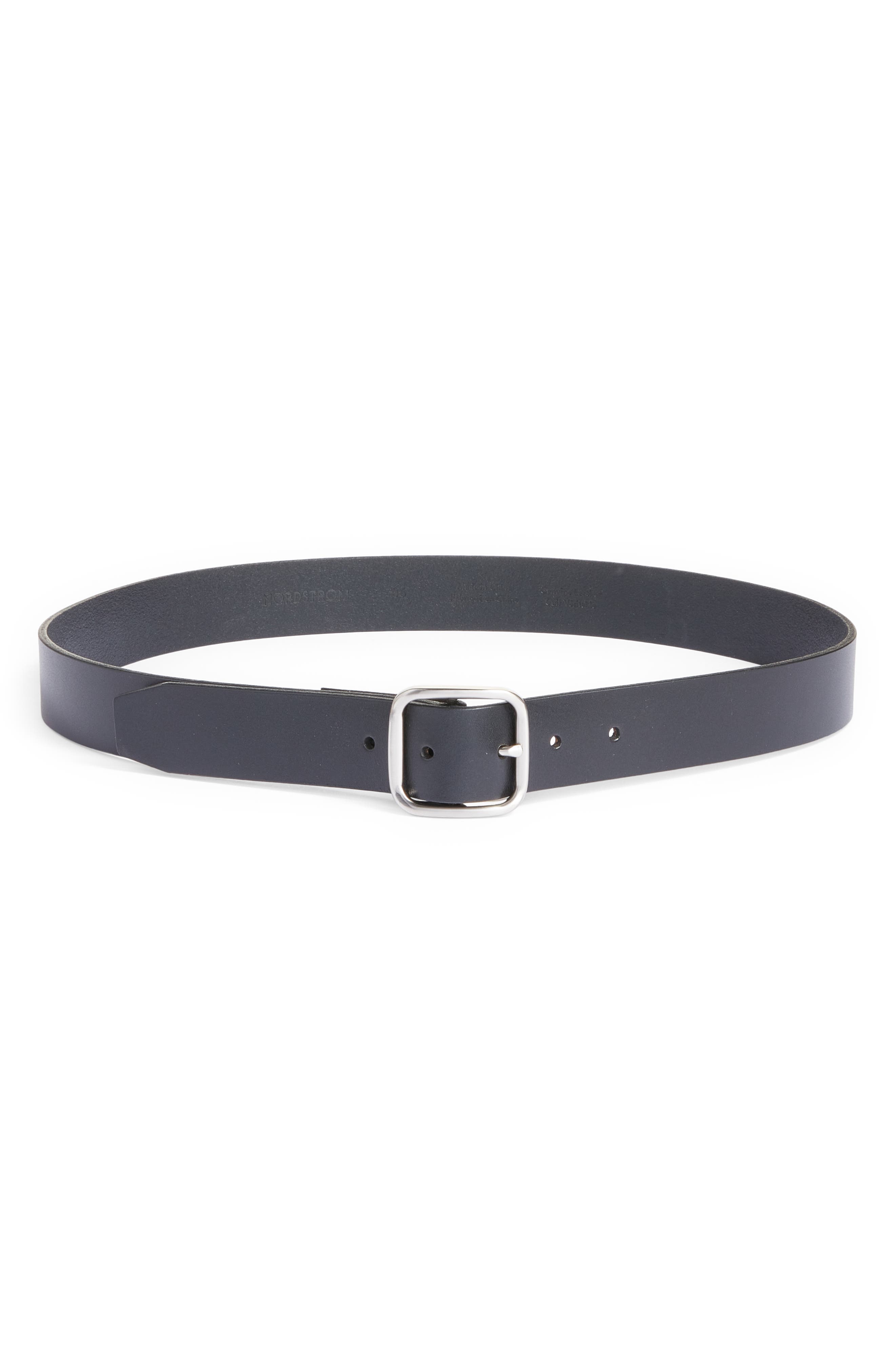 Nordstrom Beveled Leather Belt in Black