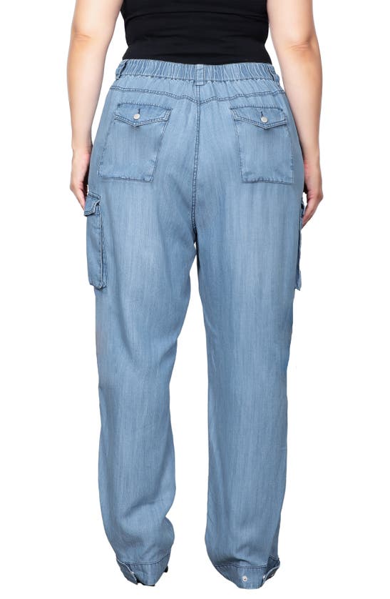 Standards & Practices High Waist Chambray Cargo Pants In Bleach Blue